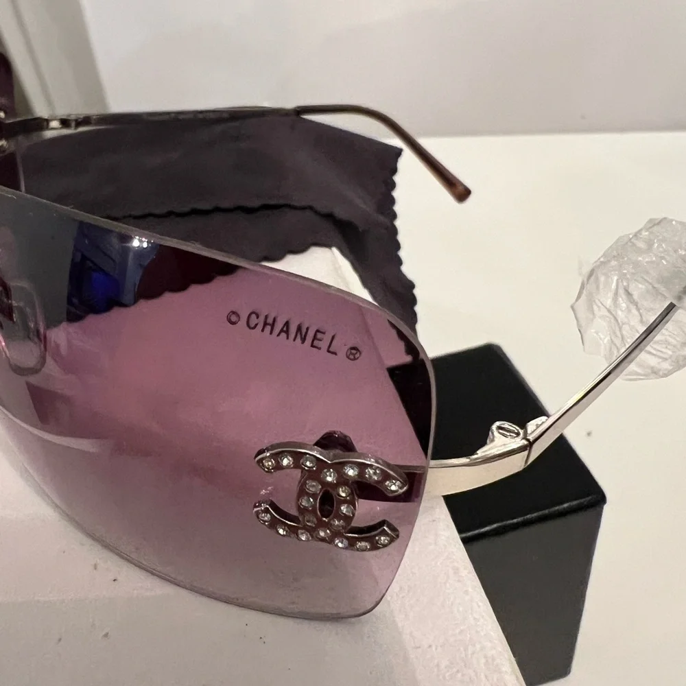 MINT CHANEL 4017 D Crystal Rimless Coco CC Logo Pink Plum SUNGLASSES CASE BOX - Picture 12 of 16